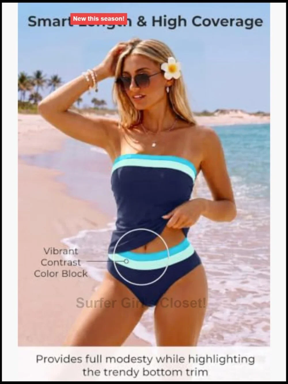 Strapless Tankini Swimsuits 2 Piece Tummy Control Tankini with Bottoms